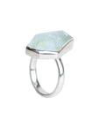 Stunning Aqua pentagon shaped 925 silver Ring
