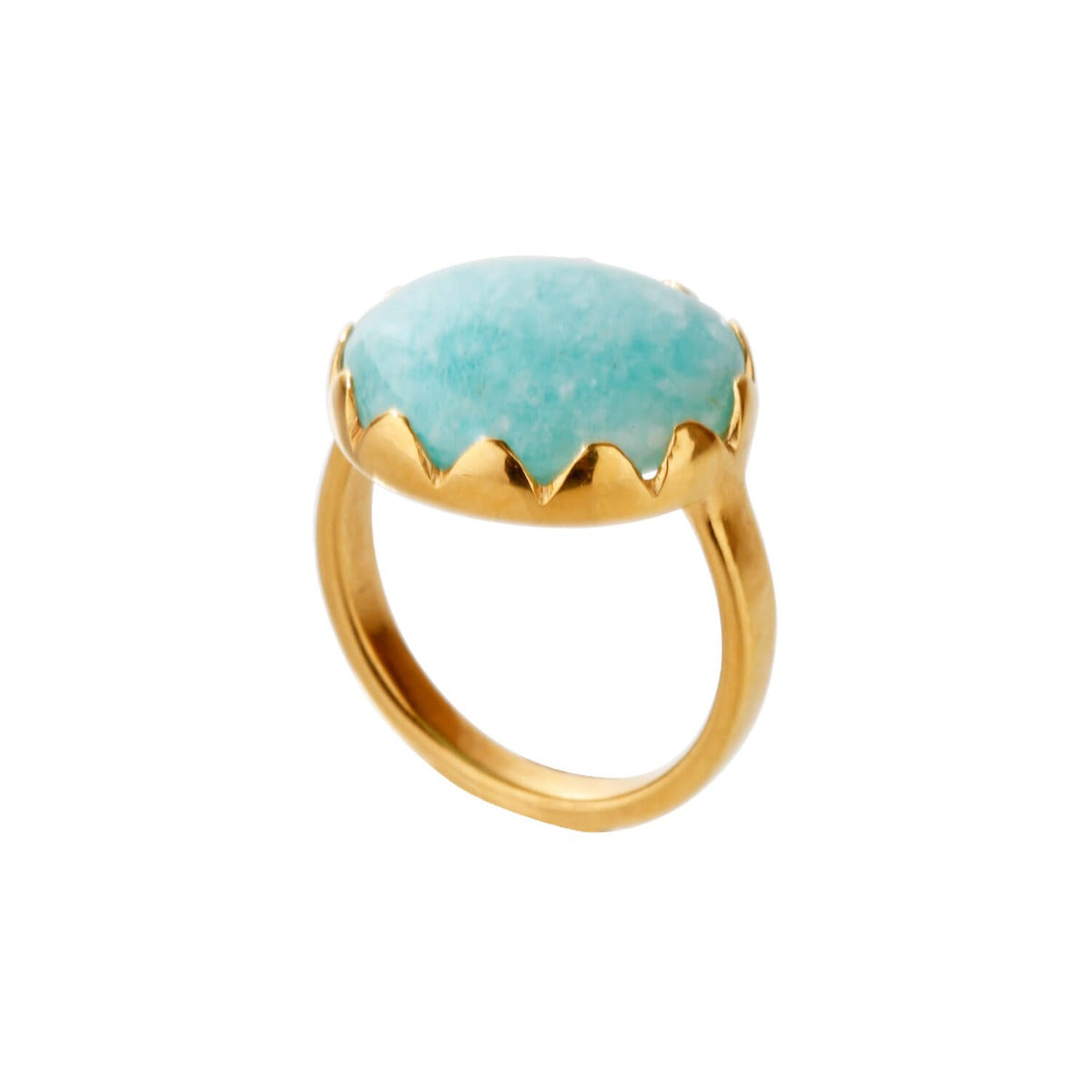 Amazonite Gold Plated Silver Ring