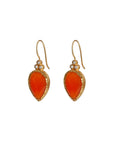 gold plated silver carnelian & pearl earrings