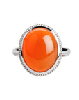 Oval shape ring, carnelian ring, sterling silver ring, gemstone ring, shiny ring, orange ring, red ring