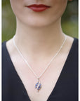 Silver Pendant with Sapphire and Diamond