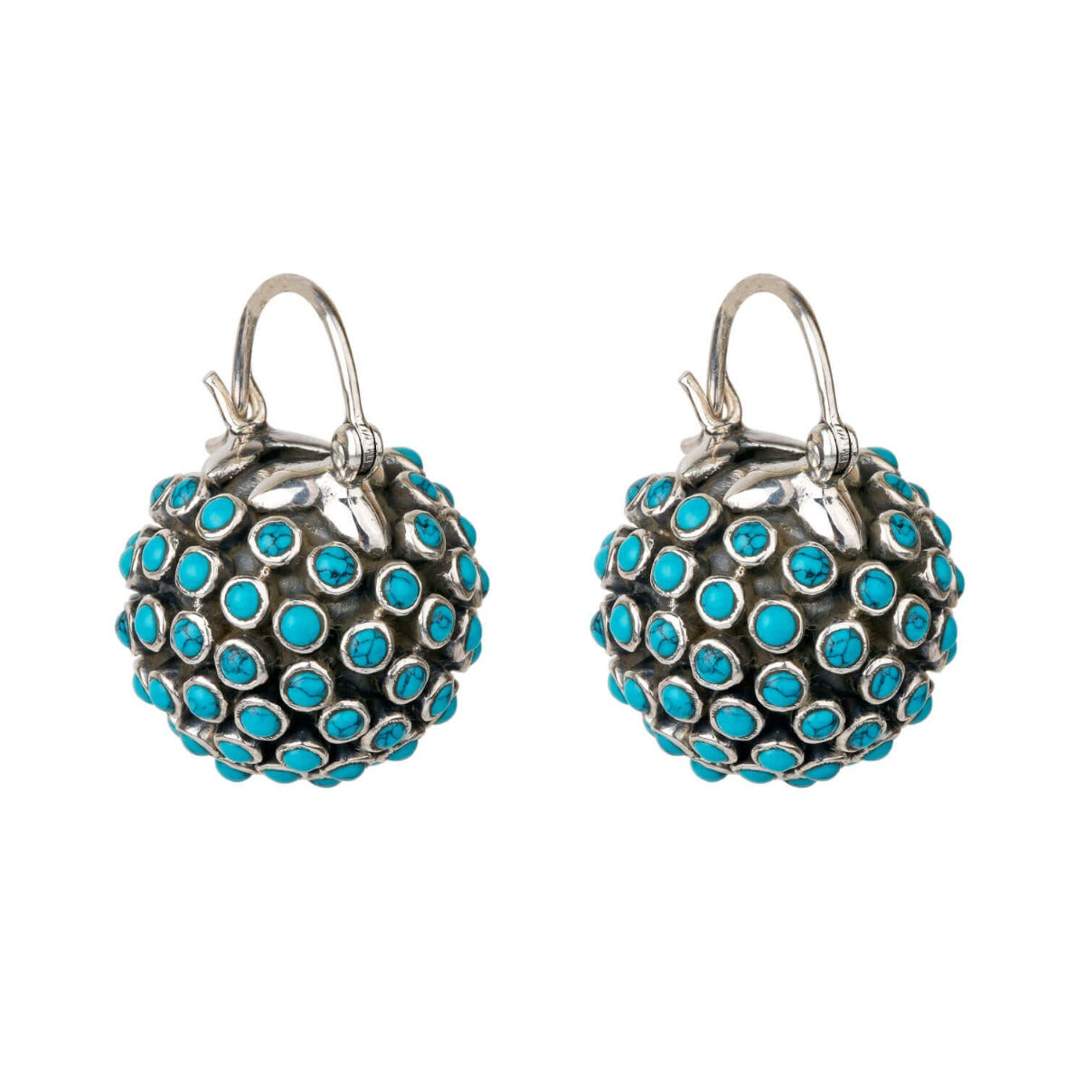 Turquoise Traditional Silver 925 Round Hoops
