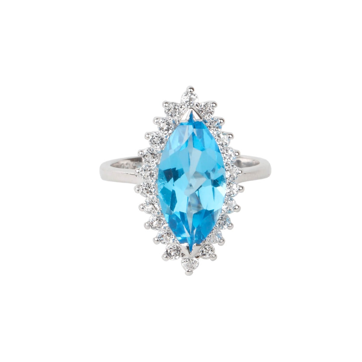 Blue topaz marquise-cut ring