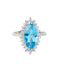 Blue topaz marquise-cut ring