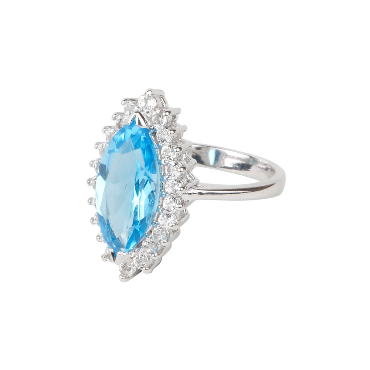 Blue topaz marquise-cut ring