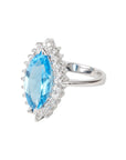 Blue topaz marquise-cut ring