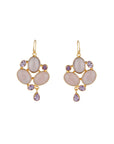 Entrancing rose quartz & amethyst gold plated 925 silver earrings