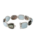 Abalone & aquamarine openable 925 Silver bangle