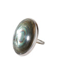Round abalone sterling silver ring