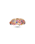 Rainbow Multi-Sapphire Scatter Band round cut multicolour sapphires in open-work 14K gold band