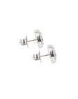Silver ear studs with ruby and diamonds