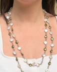 Saro Green & White Pearl Silver 925 Necklace