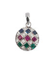 Silver Pendant with Sapphire Ruby and Emerald