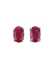 Silver Earrings with Oval Ruby