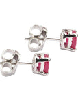 Silver ear studs in ruby