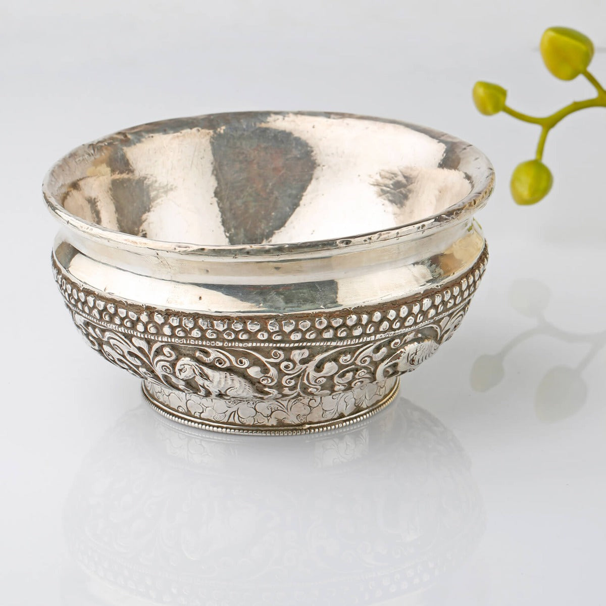 Naima wooden silver plated bowl