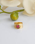 Magnificient gold plated silver tourmaline ring