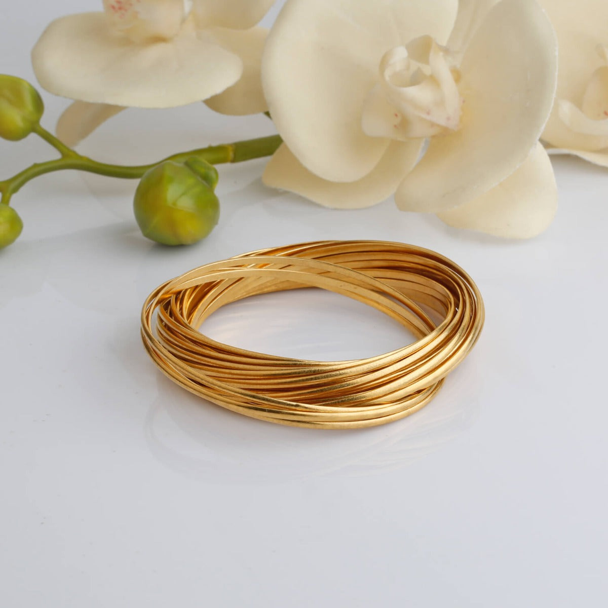 Charming gold plated silver interlinked bangle