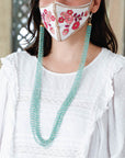 Amazonite beads mask & glass chain