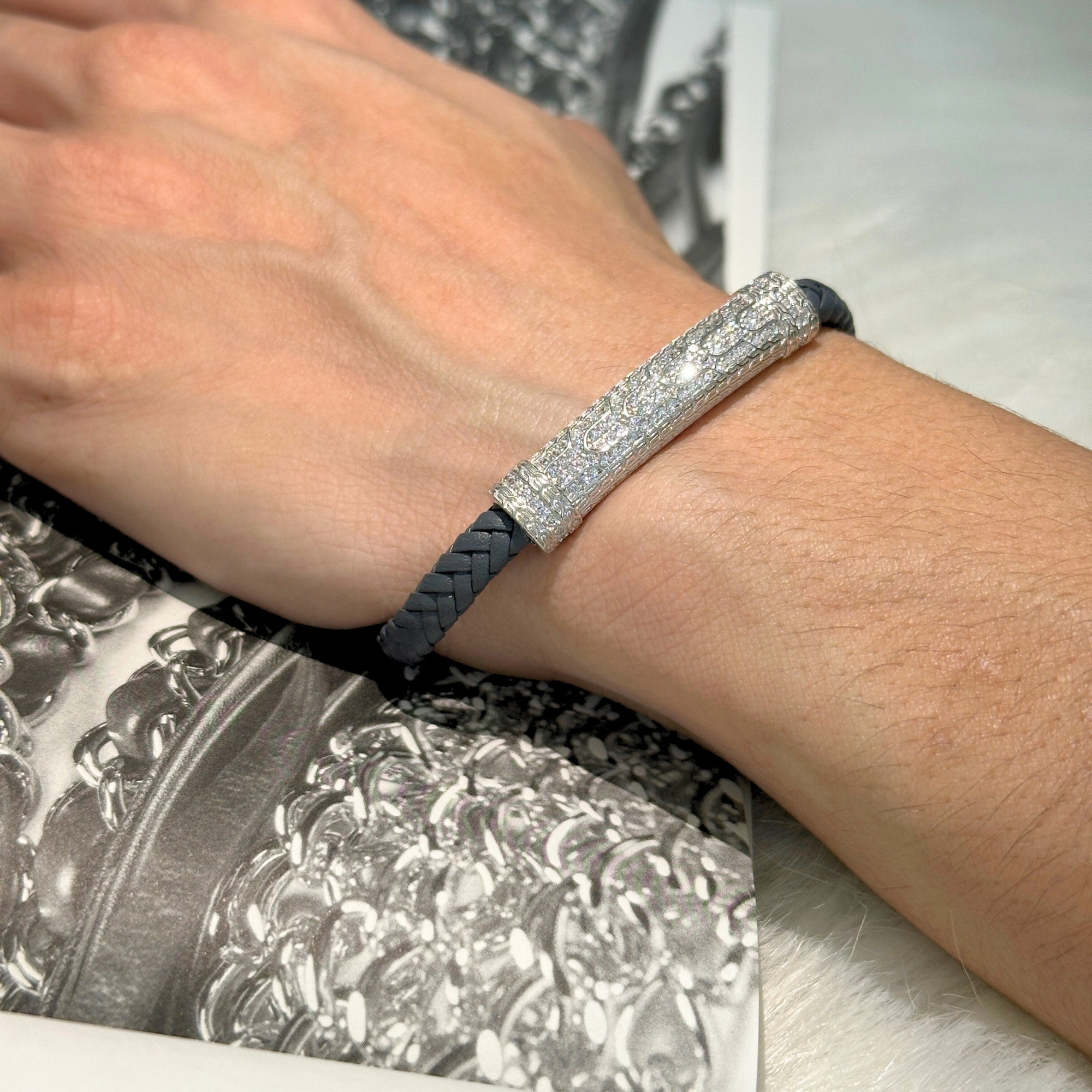 Zern Men&#39;s Zircon Silver 925 Bracelet