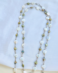 Saro Green & White Pearl Silver 925 Necklace