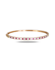 18K Rose Gold Ruby & Diamond Channel-Set Rigid Bangle Angled View