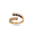 18K Yellow Gold Blue Sapphire & Diamond Open Bypass Ring Rear View
