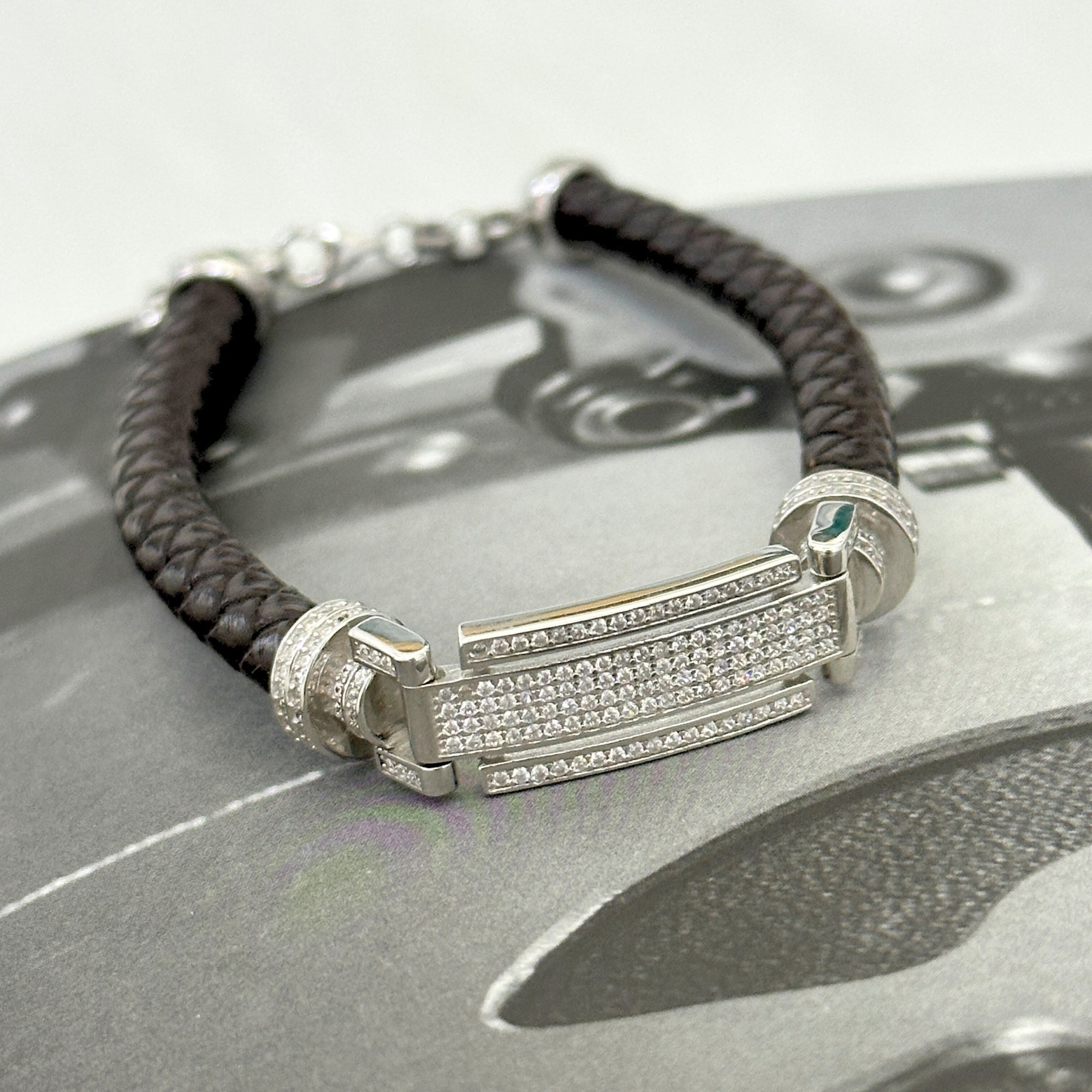 Bron Men&#39;s Zircon Silver 925 Bracelet