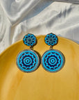 Sky Blue and Navy Big Enamel Silver 925 Earrings