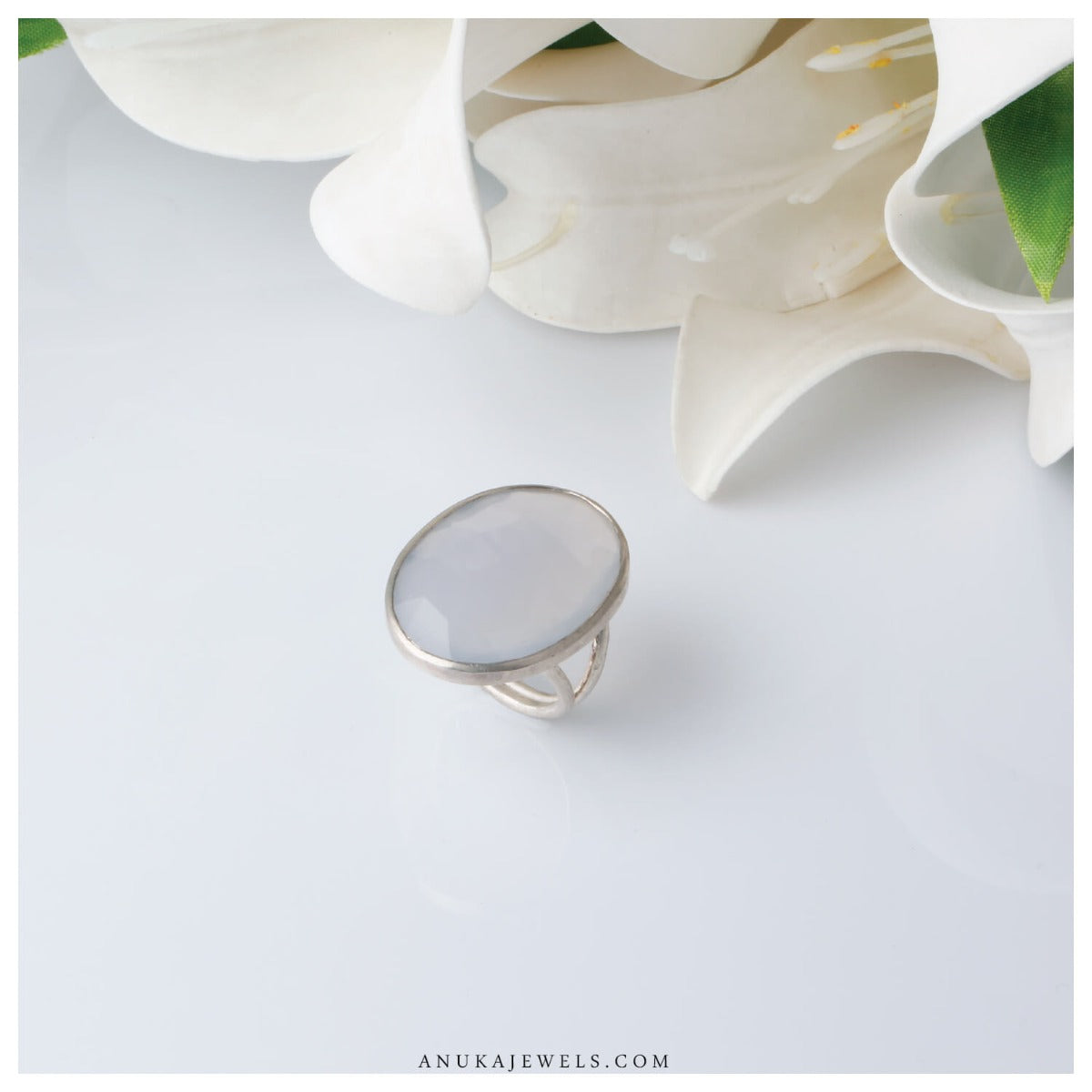 silver blue ring
