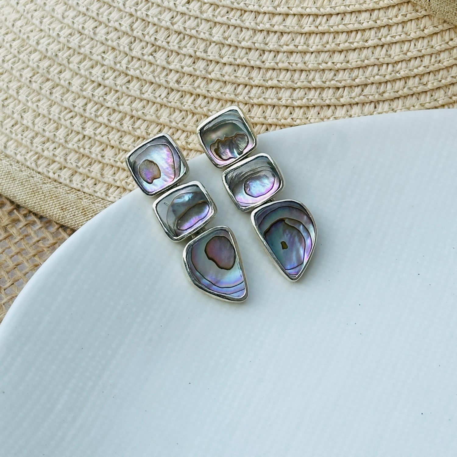 Handmade Abalone Silver Jewelry, Abalone Silver earrings 