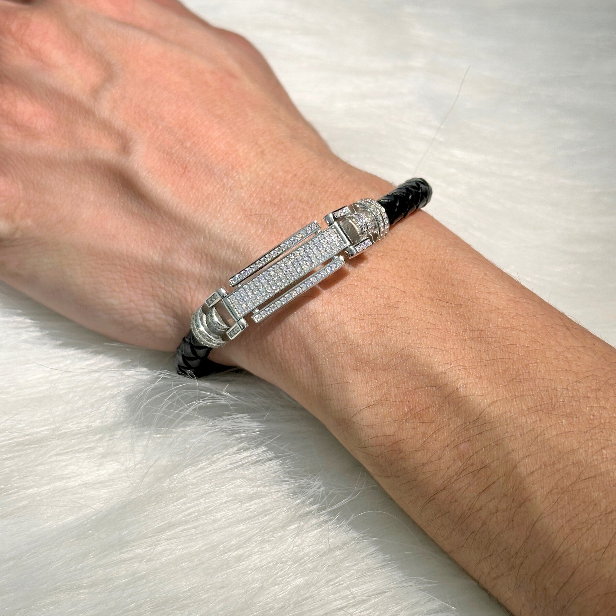 Bron Men&#39;s Zircon Silver 925 Bracelet