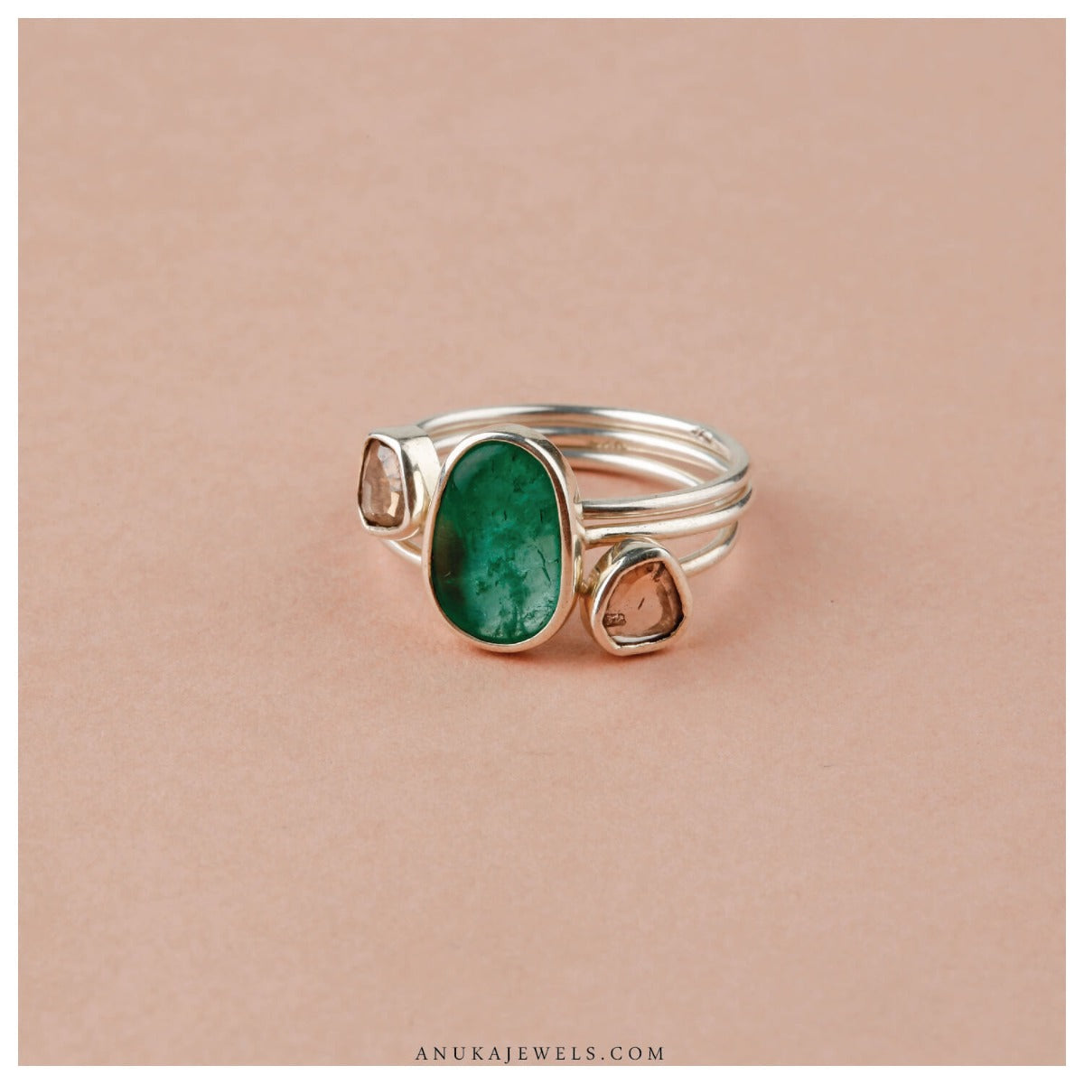 silver green ring