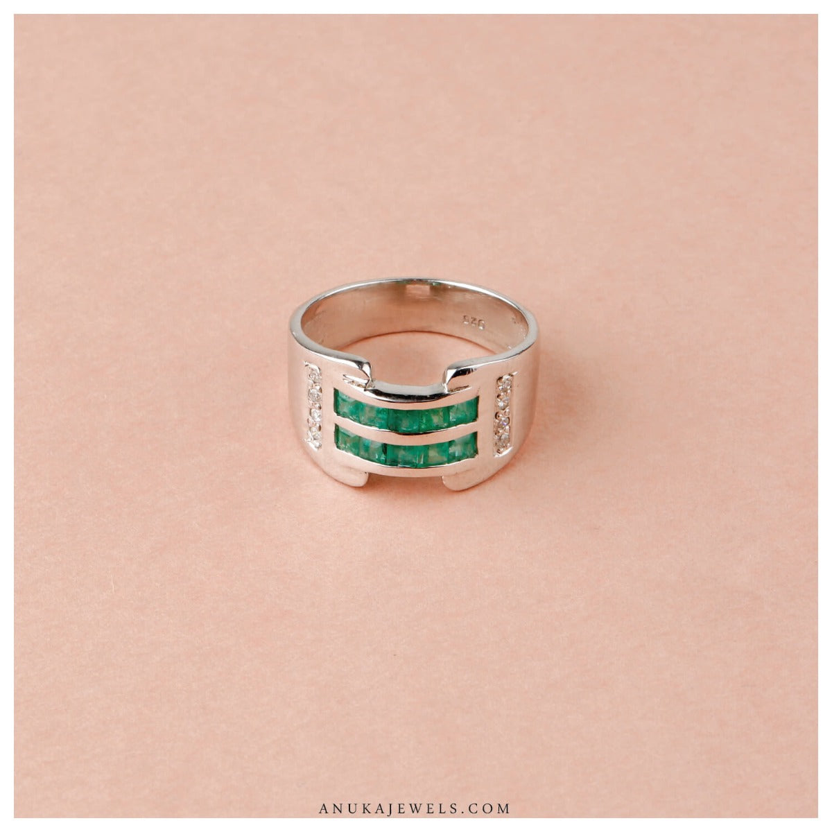 silver green ring