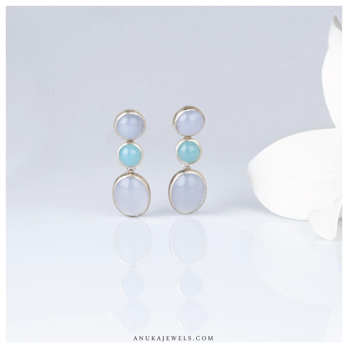 silver chalcedony earrings