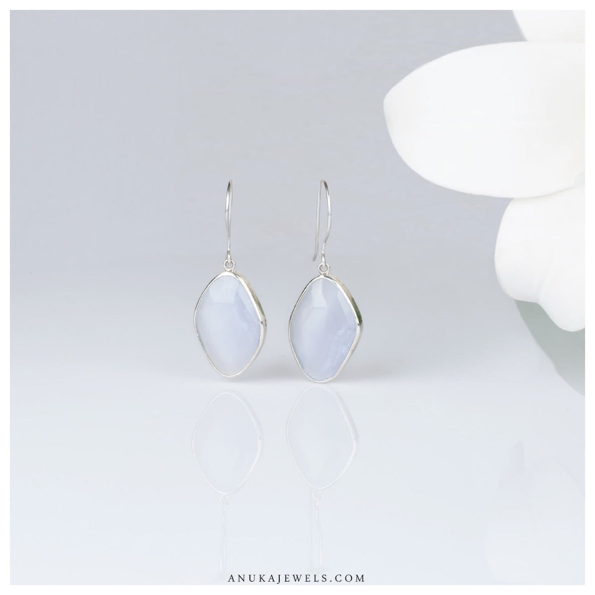silver chalcedony earrings