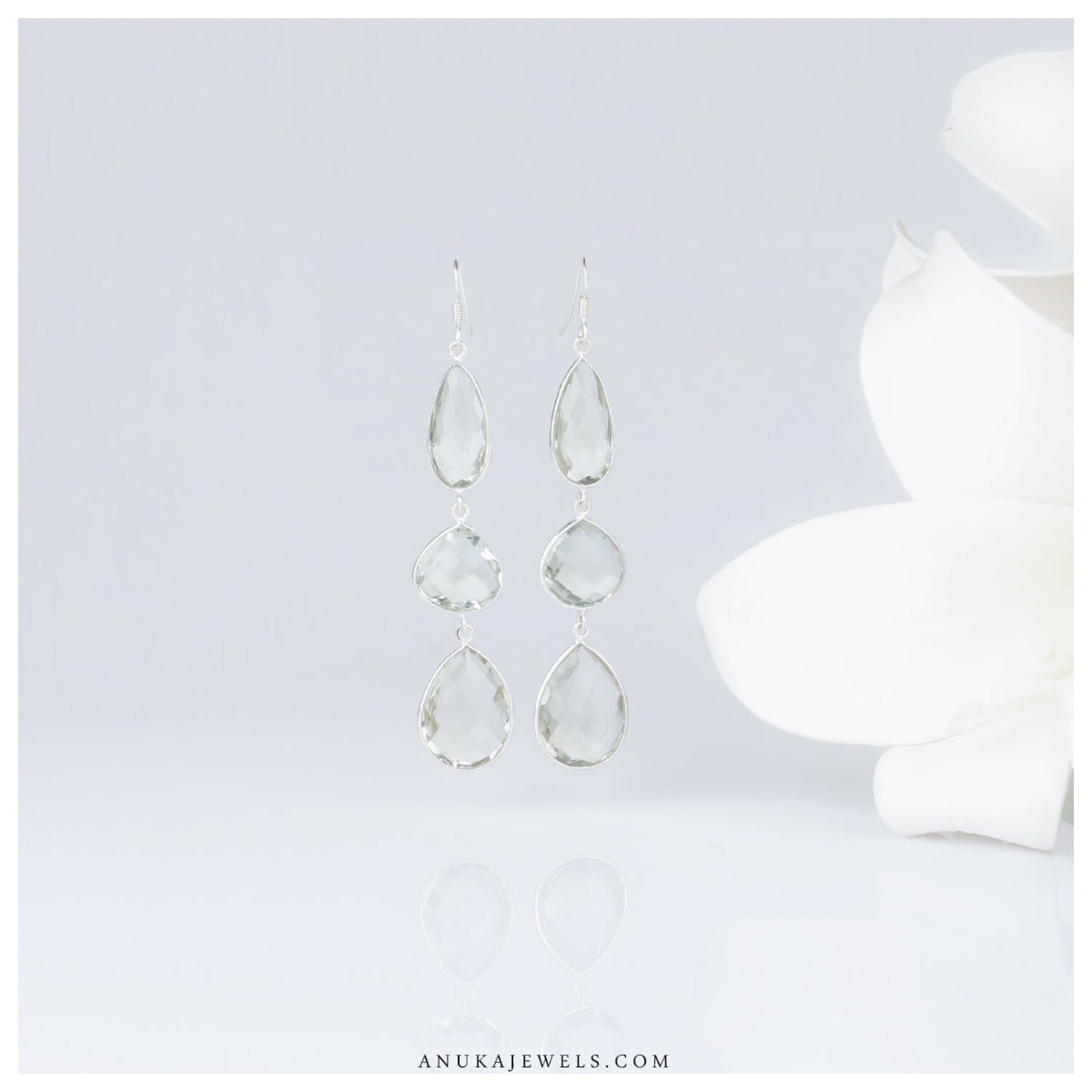 silver green amethyst earrings