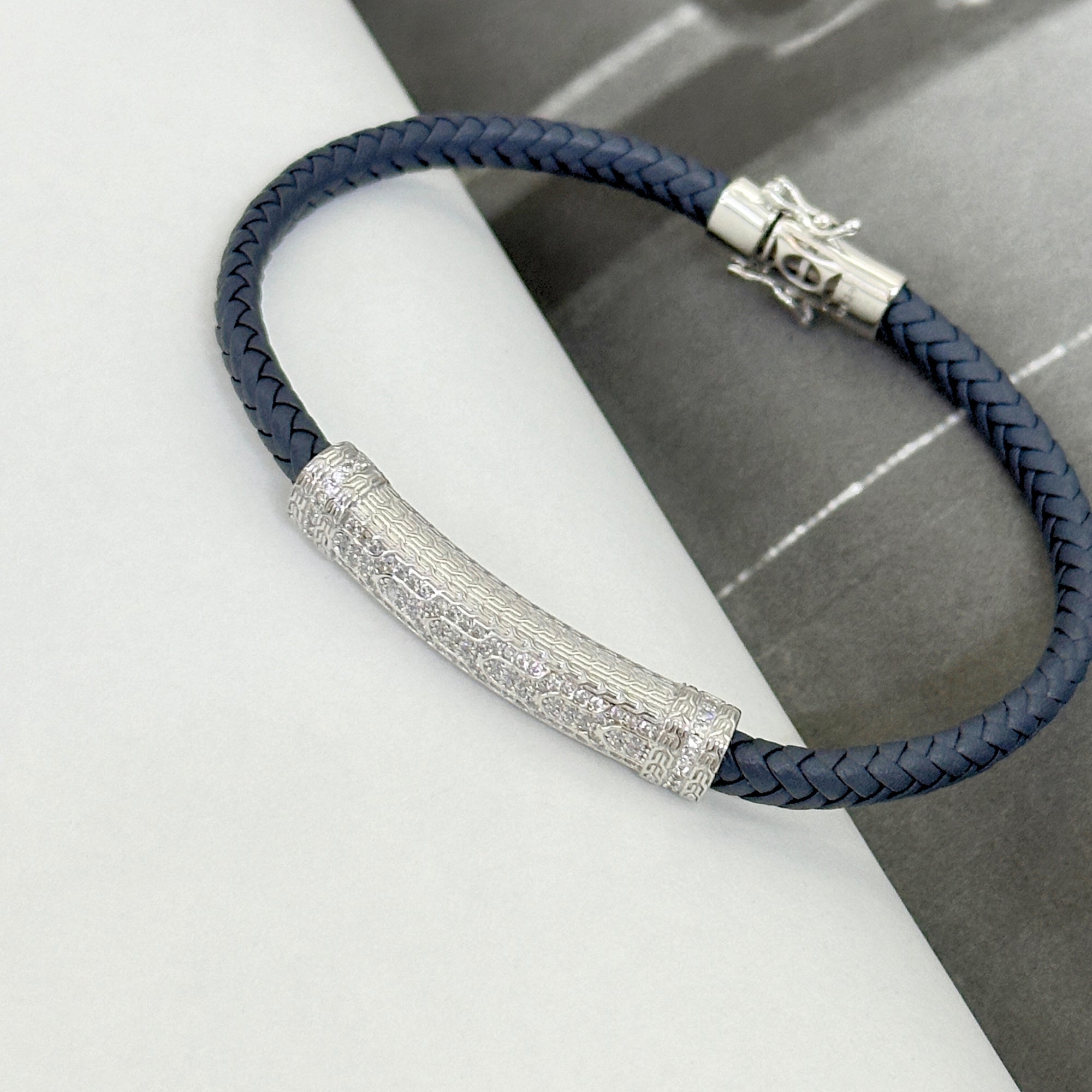 Zern Men&#39;s Zircon Silver 925 Bracelet