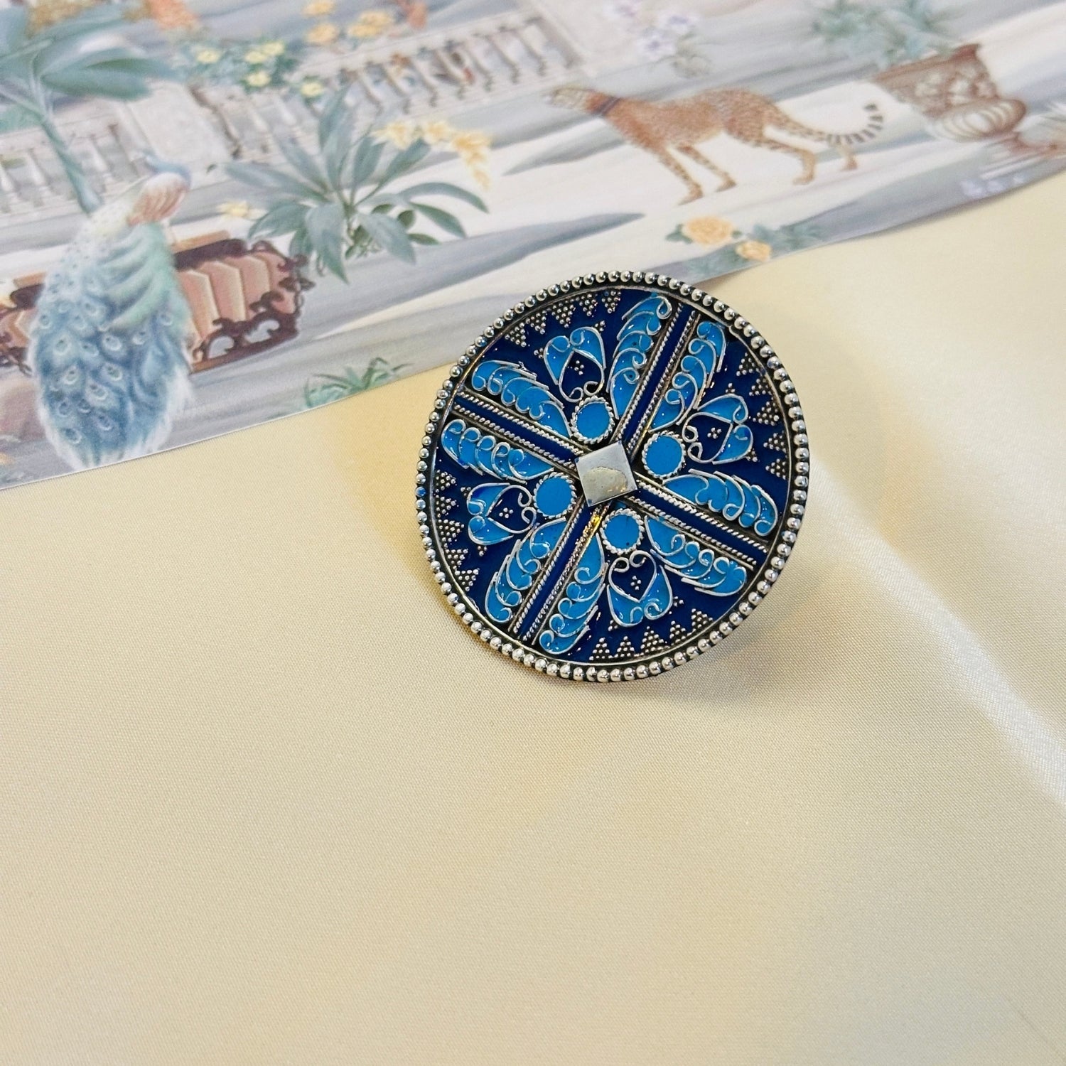 Festive Blue Enamel Silver 925 Ring