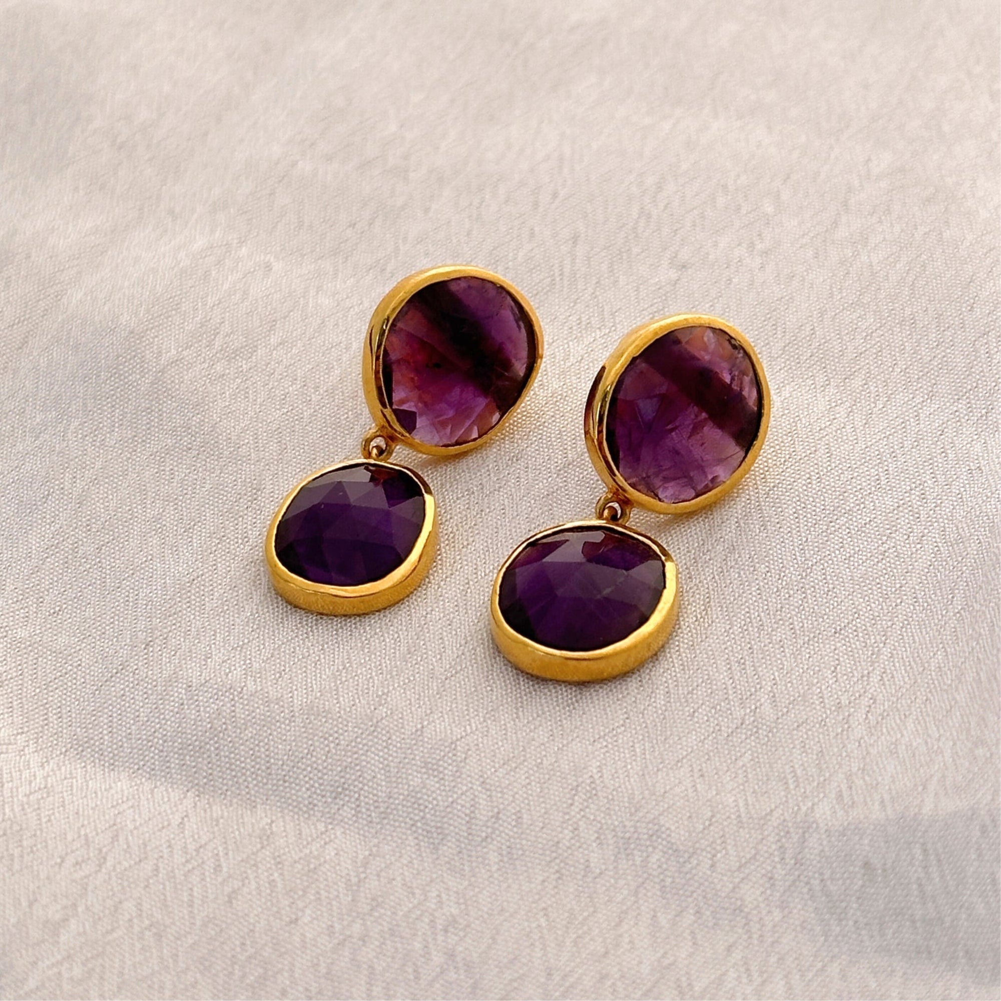 Amethyst Gold Plated Silver Earrings