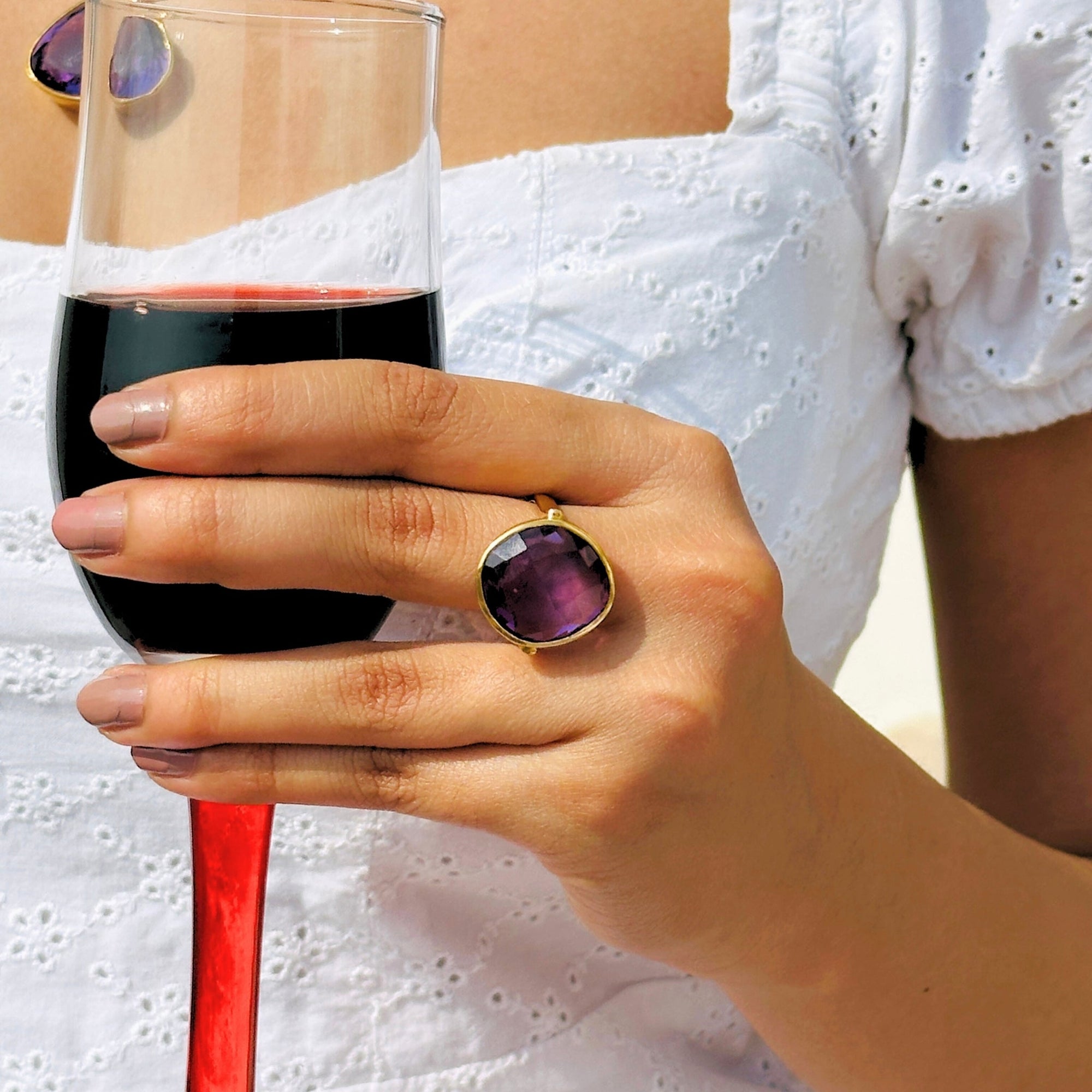 Amethyst Love Ring in Gold Plated Silver 925