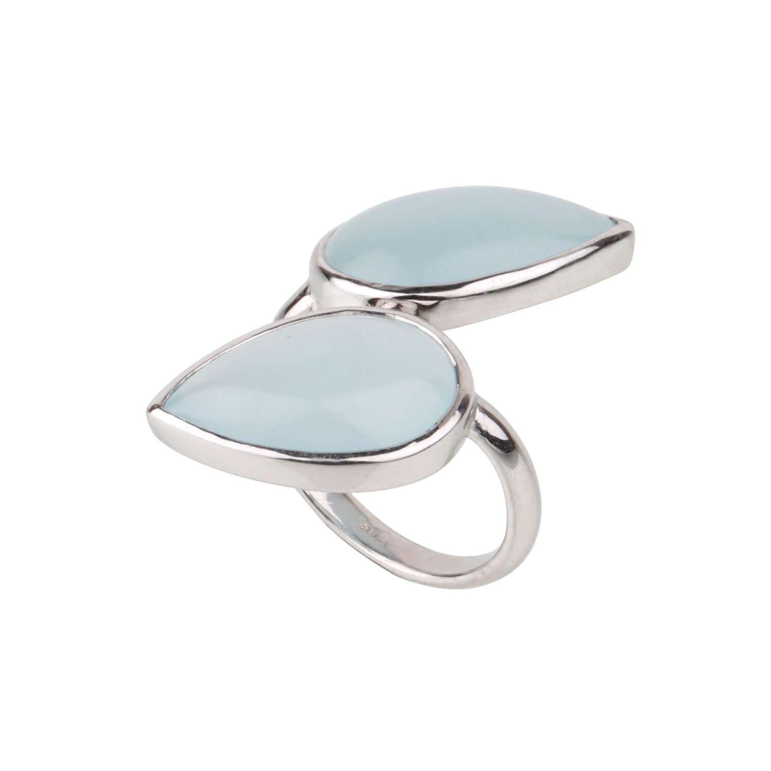 Handmade Two Drop Aquamarine Ring | Sterling Silver Statement Ring