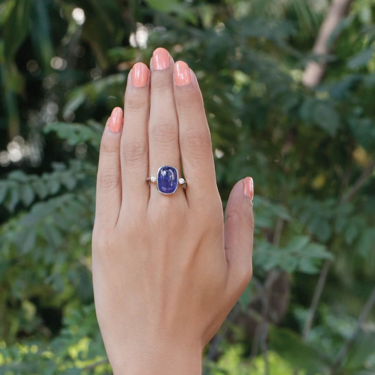 Premium Blue Tanzanite Diamond Ring Gift for Her