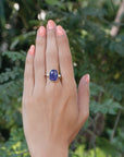 Premium Blue Tanzanite Diamond Ring Gift for Her