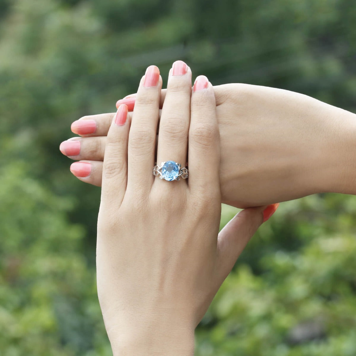 Blue Topaz Gemstone Ring 