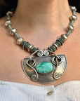 Bohemian turquoise pendant, Silver 925 turquoise necklace, Boho turquoise pendant