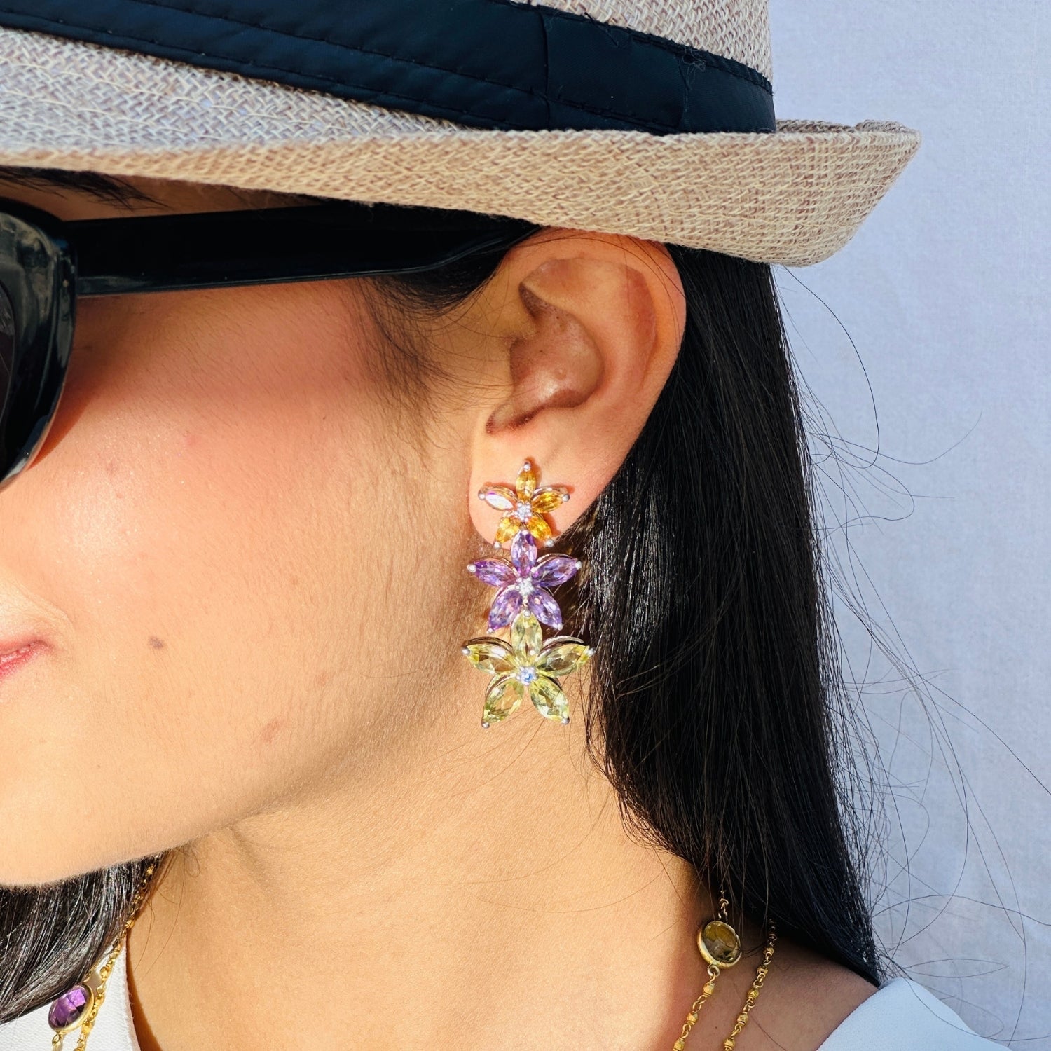 Gemstone Color stone Silver 925 Earrings, amethyst, citrine, peridot, earrings 