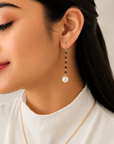 Hae Pearl & Black Diamond Earrings
