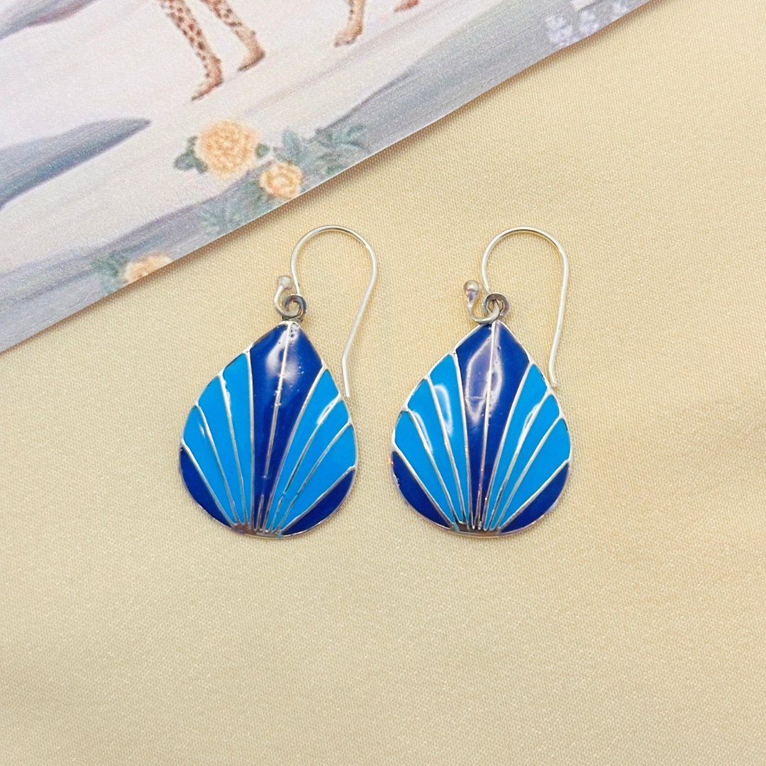 Festive Blue Enamel Silver 925 Earrings
