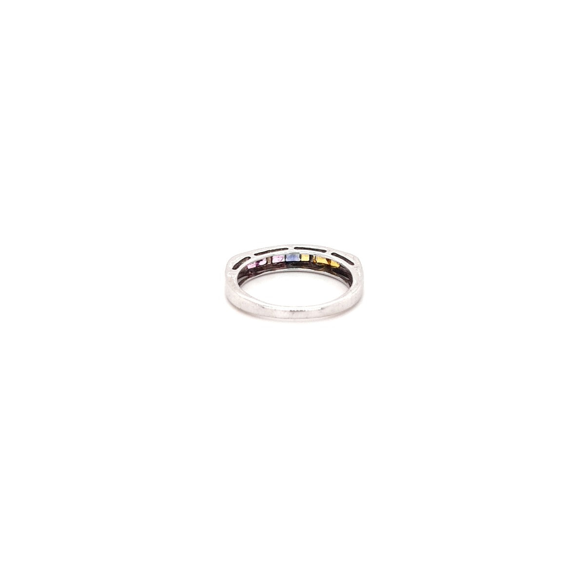 Colorful sapphire gemstone band ring